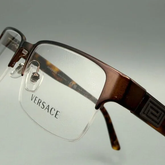 Versace VE1184 Eyeglasses Frames Brushed Brown Half Rim 53 18 140 - Picture 3 of 13